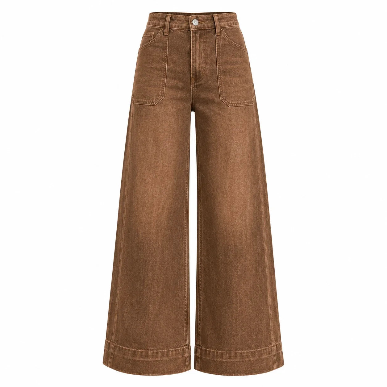 Washed Brown Wide Leg Jeans WHD0607041