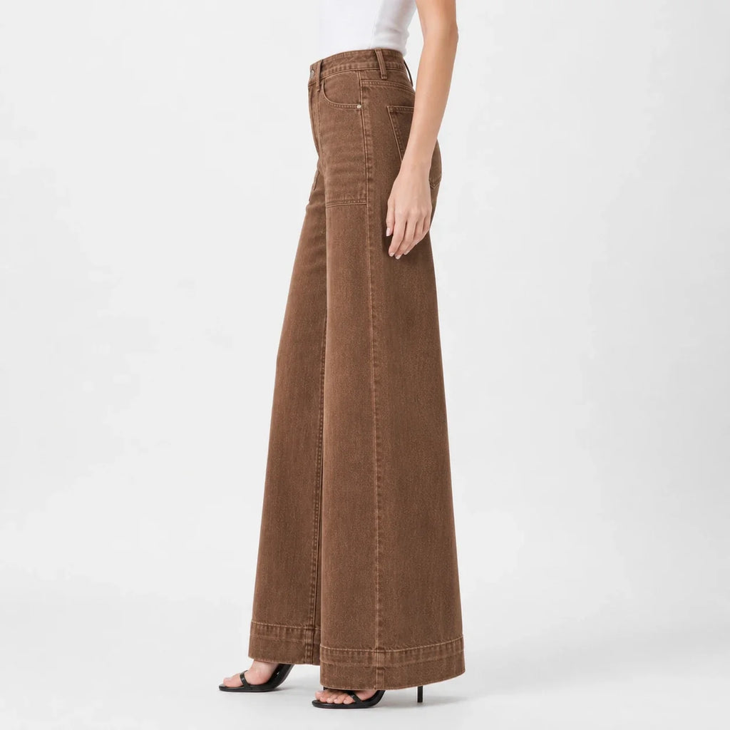 Washed Brown Wide Leg Jeans WHD0607041