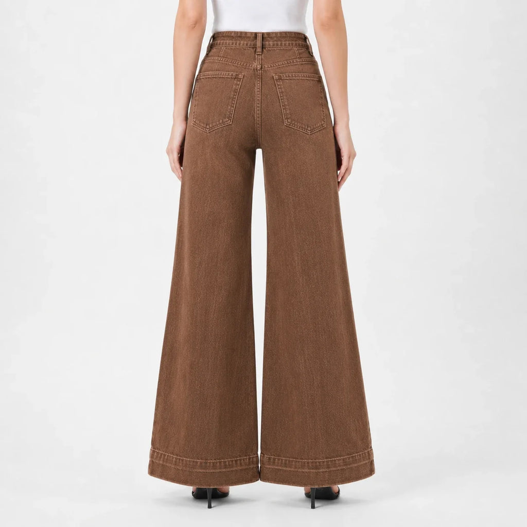 Washed Brown Wide Leg Jeans WHD0607041