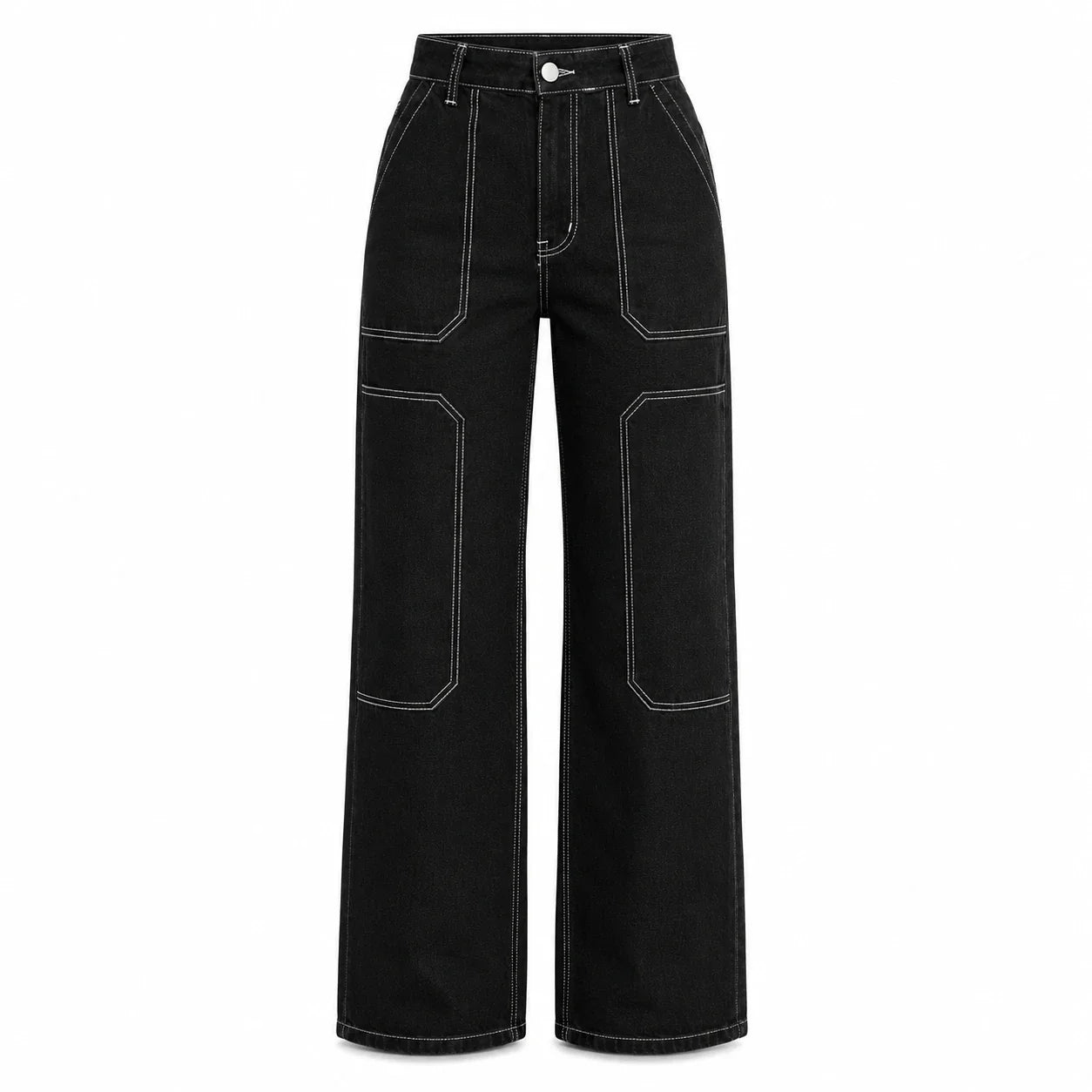 Contrast Stitch Wide Leg Utility Pants WHD0607042