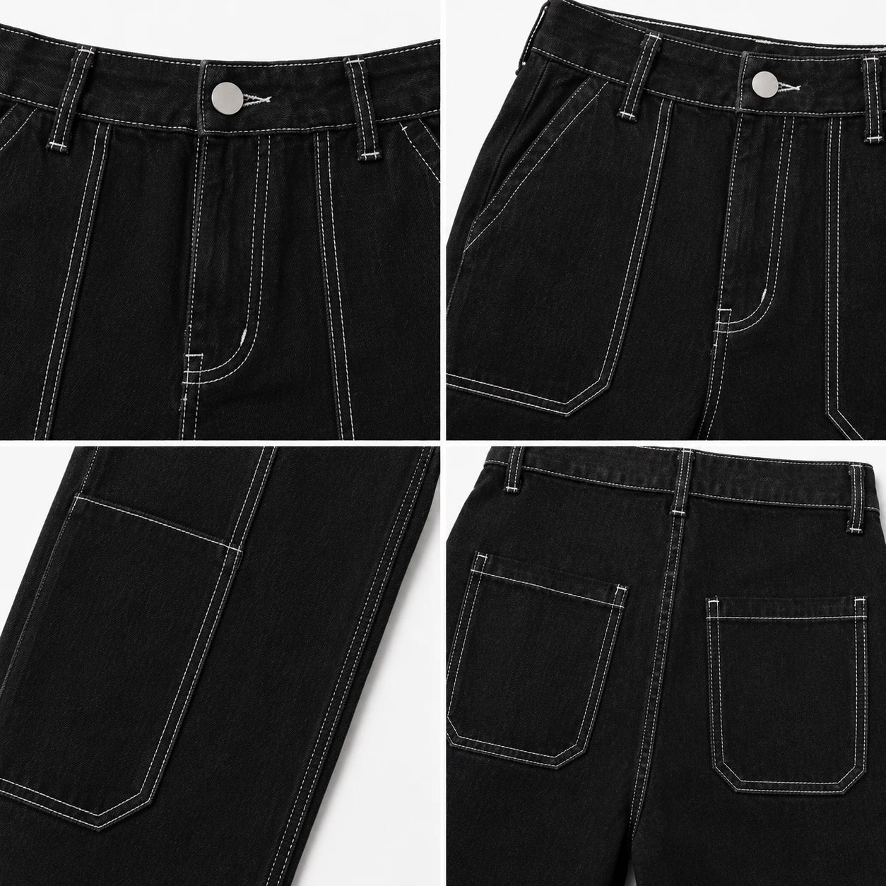 Contrast Stitch Wide Leg Utility Pants WHD0607042