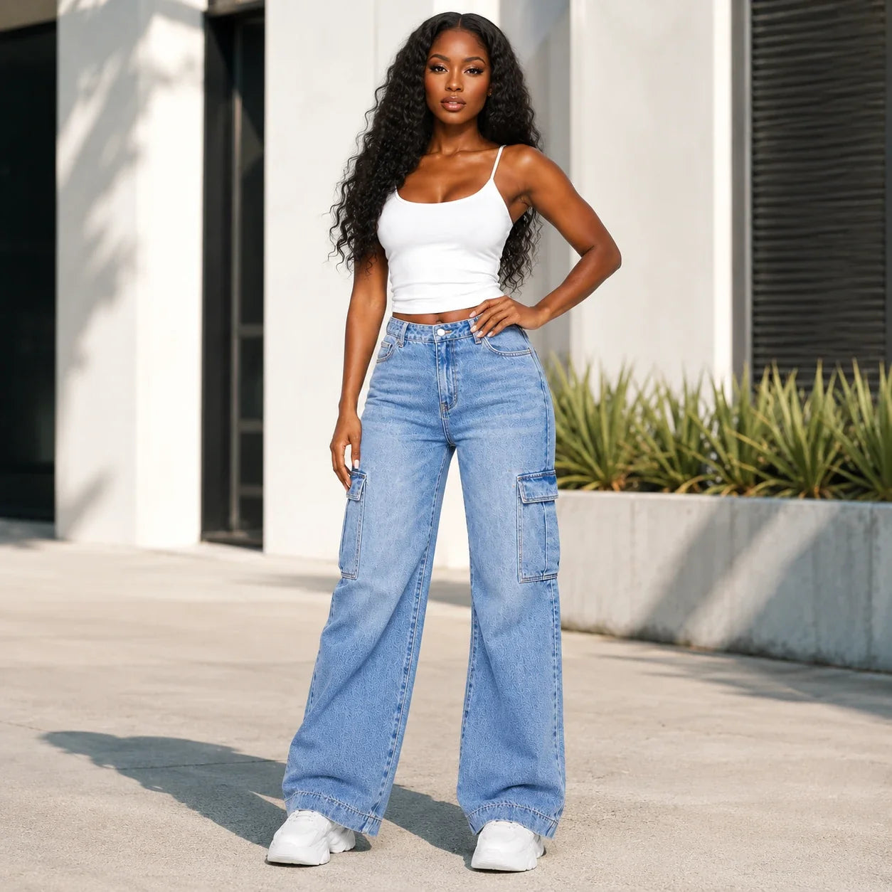 Wide Leg Cargo Jeans WHD0607043