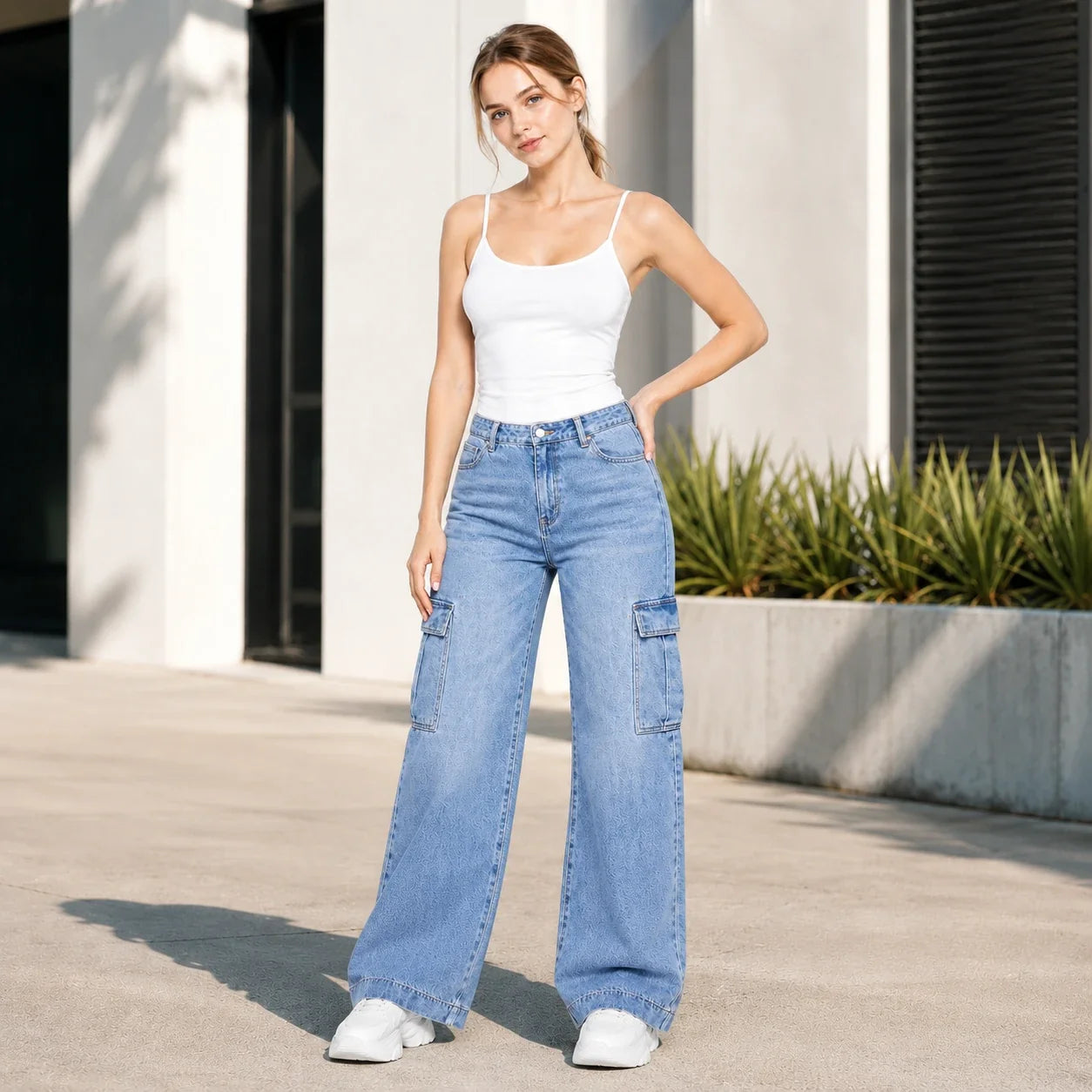 Wide Leg Cargo Jeans WHD0607043