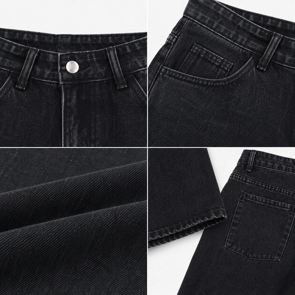 Washed Black Wide Leg Jeans WHD0607044