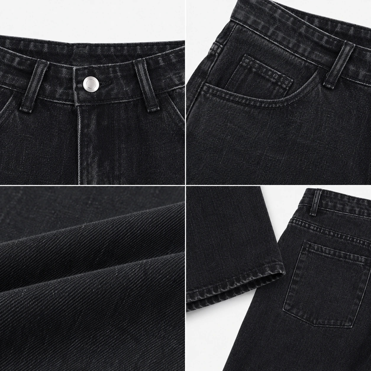 Washed Black Wide Leg Jeans WHD0607044
