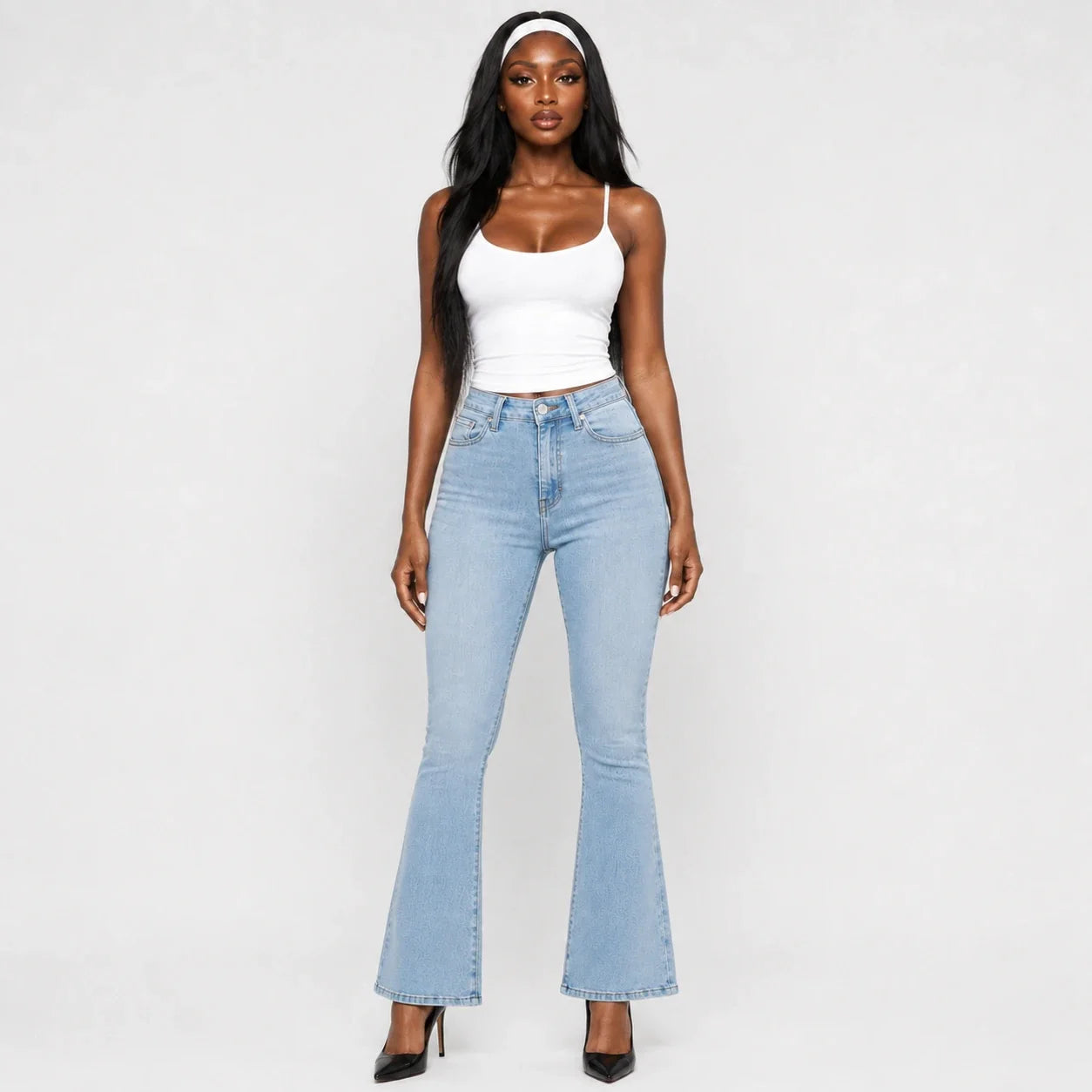 Bow Embroidered Flare Jeans WHD0607045