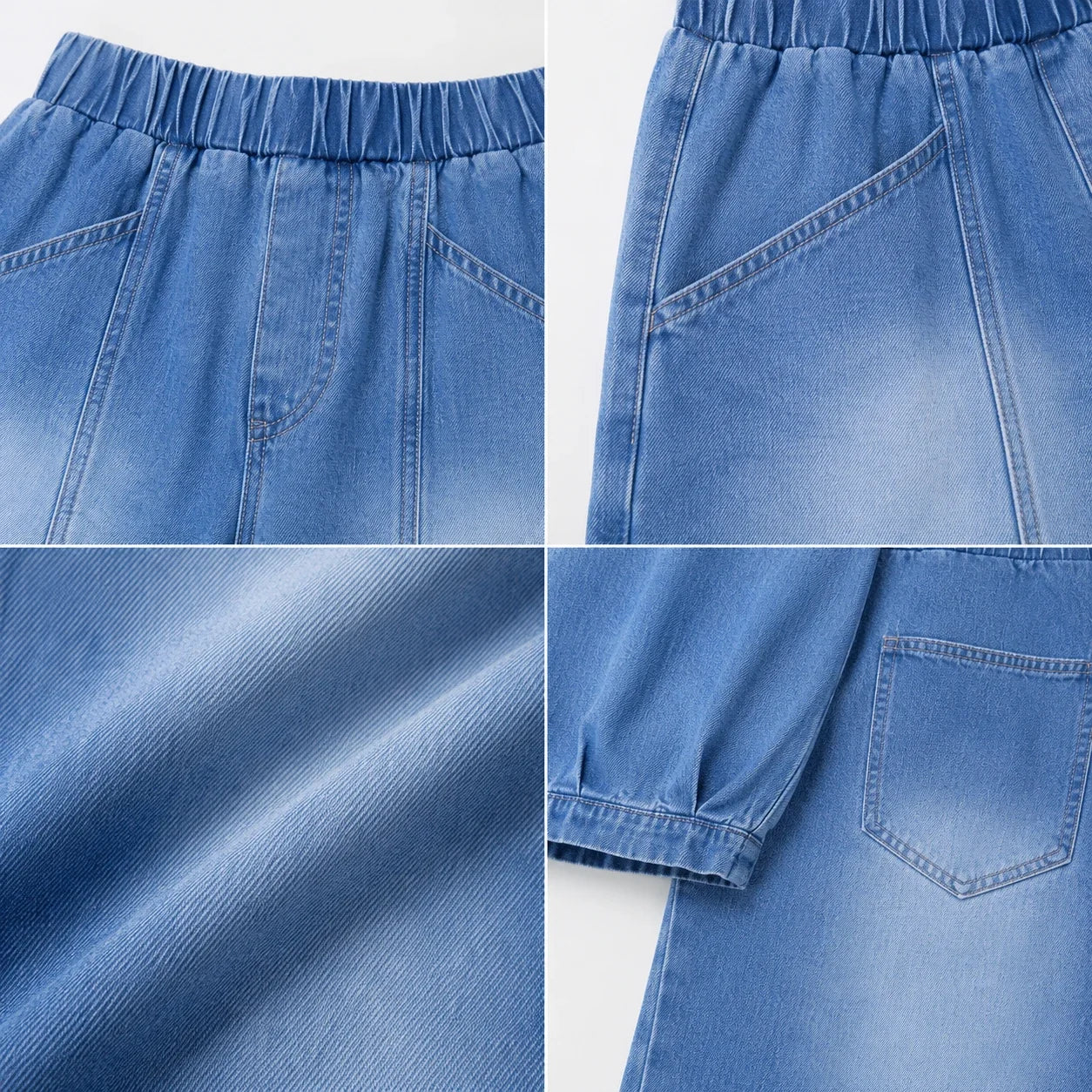 Washed Denim Balloon Leg Pants WHD0607046