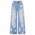 Extreme Distressed Wide Leg Jeans WHD0607047