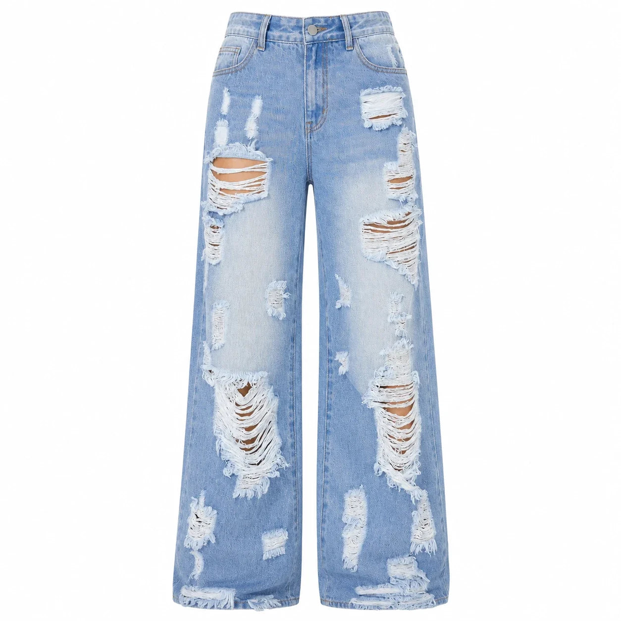 Extreme Distressed Wide Leg Jeans WHD0607047