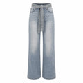 Rhinestone Belted Wide Leg Jeans WHD0607049