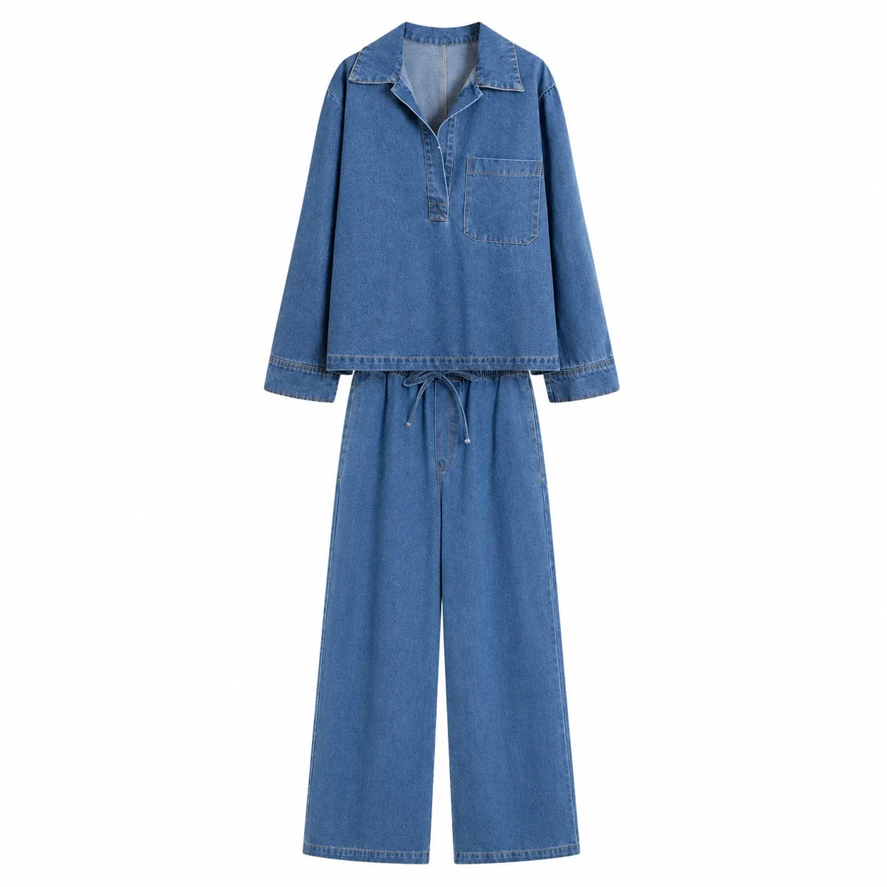 Relaxed Denim Wide Leg Set WHD0607072