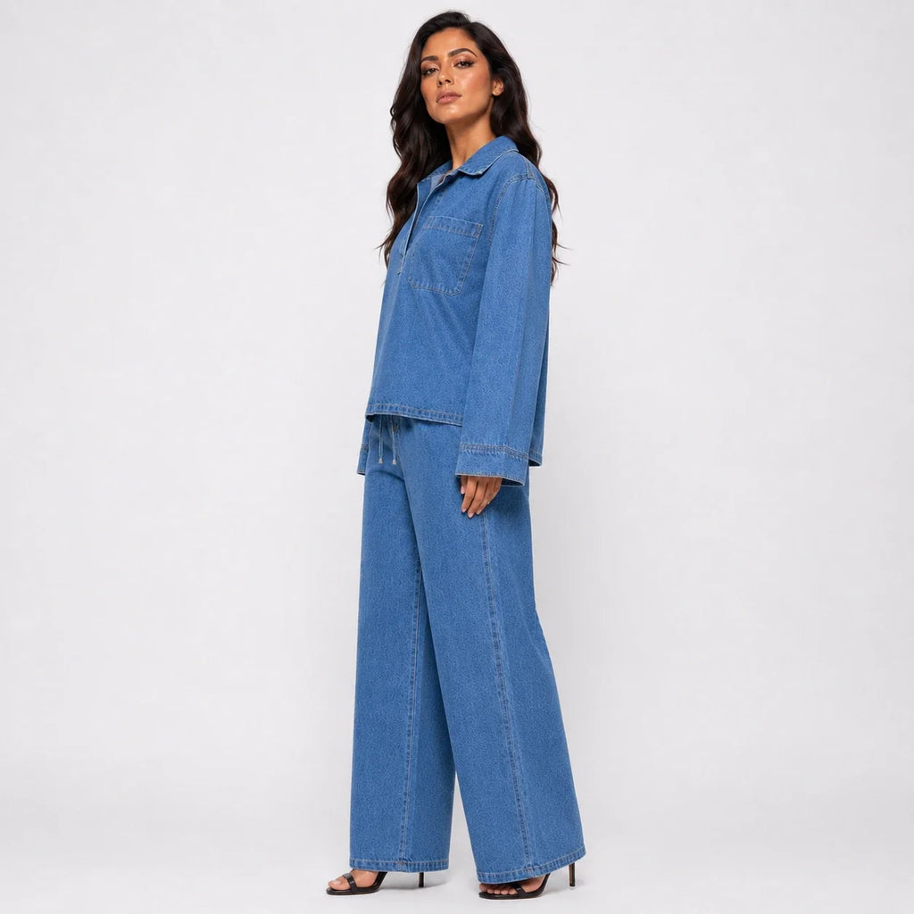 Relaxed Denim Wide Leg Set WHD0607072