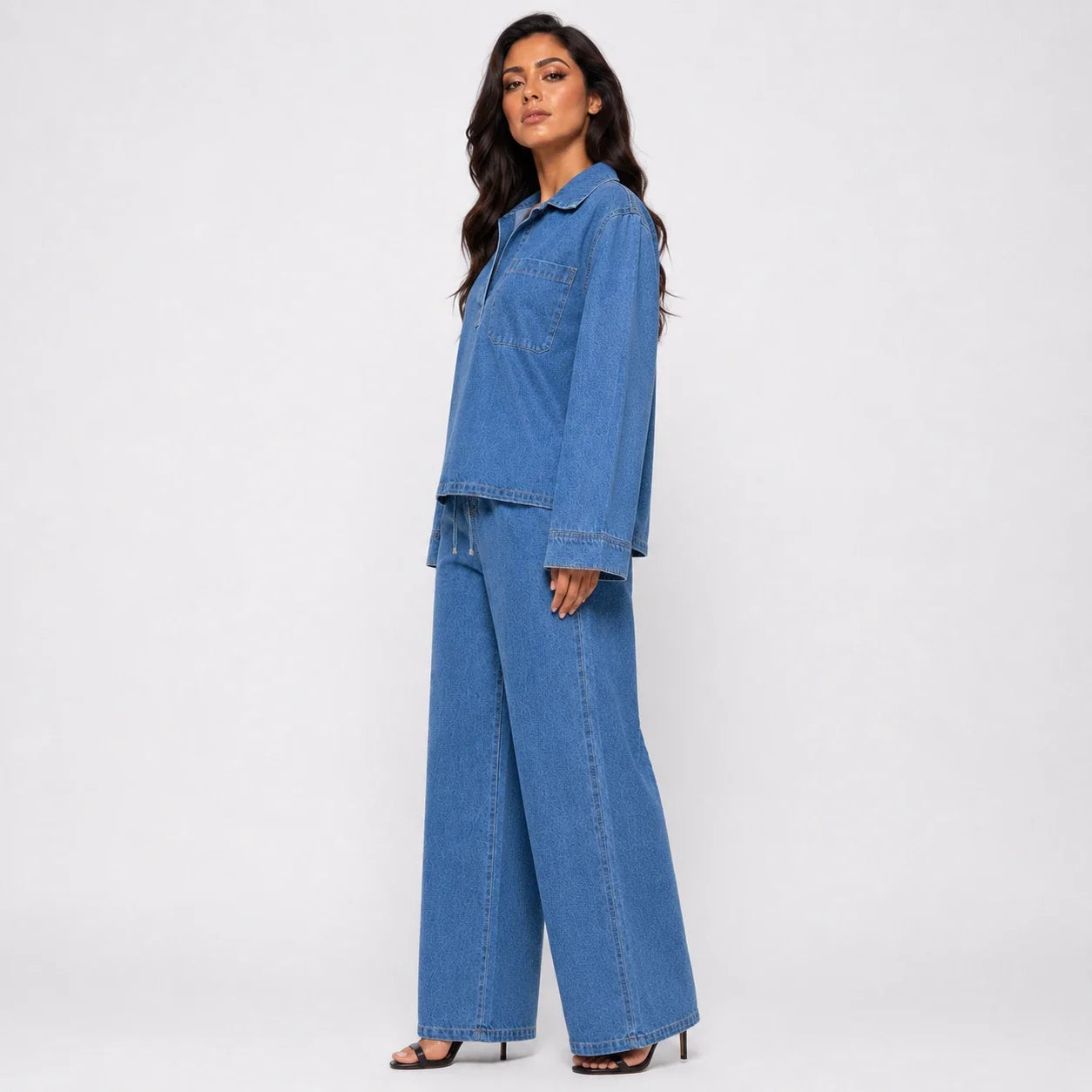 Relaxed Denim Wide Leg Set WHD0607072