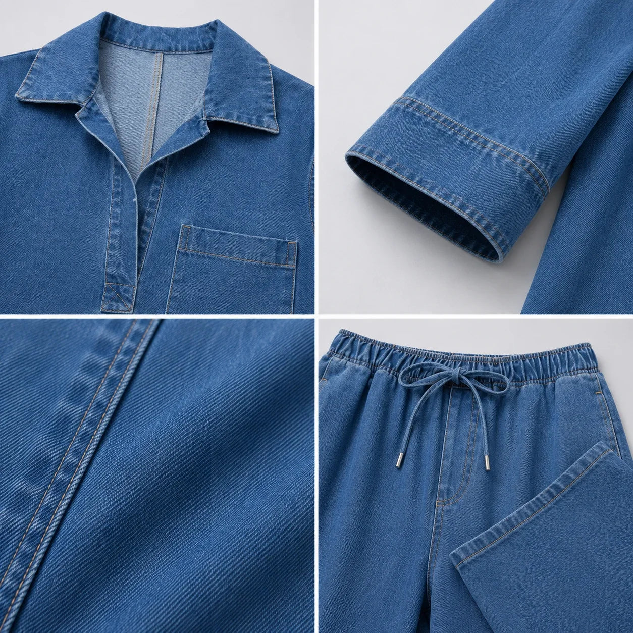 Relaxed Denim Wide Leg Set WHD0607072