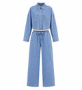 Cropped Denim Shirt Wide Leg Set WHD0607076