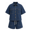 Utility Pocket Denim Shirt Shorts Set WHD0607077