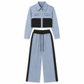 Mixed Media Denim Wide Leg Set WHD0607078